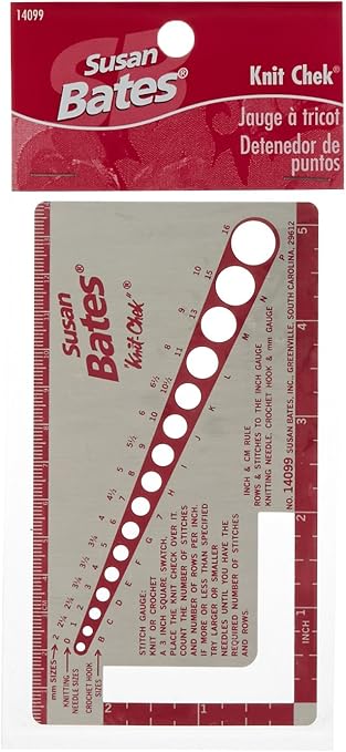 Susan Bates 14099 Knit-Chek for Knitting Needle, Pink, 3 by 5-1/2-Inch