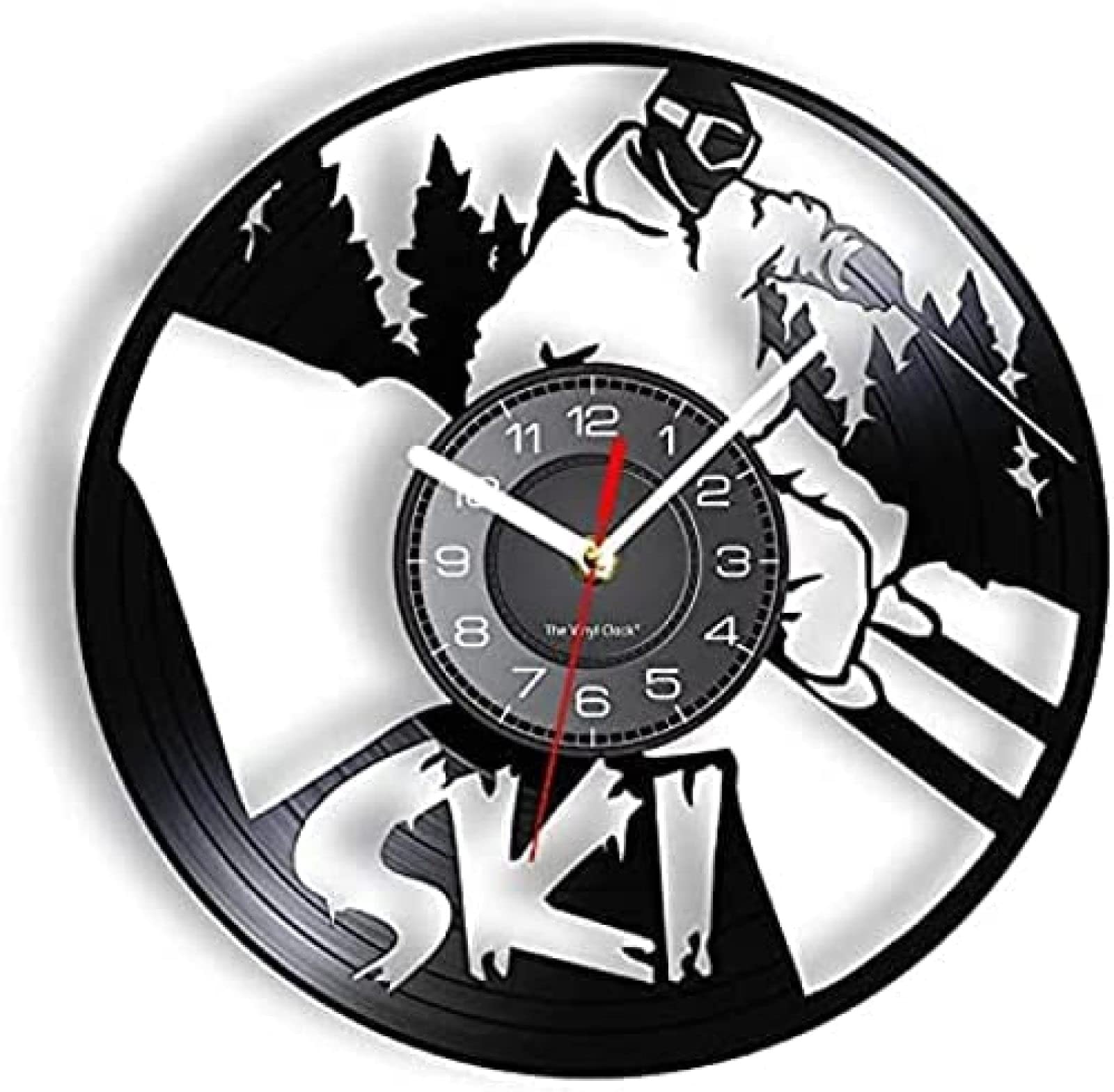 Horloge vinyle montagne cadeau de ski original pour anniversaire et Noël