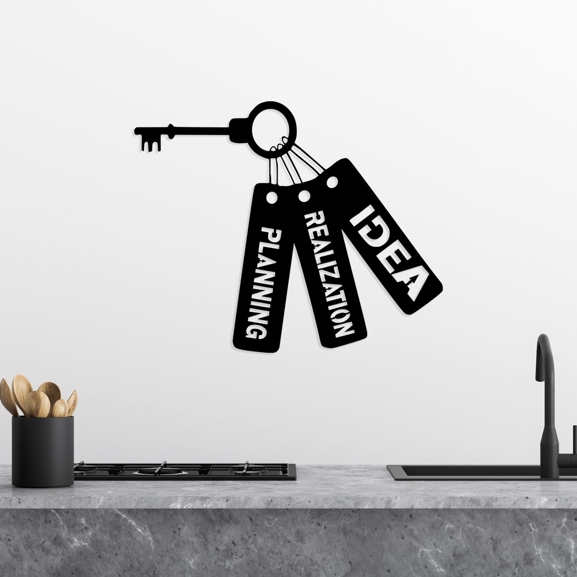 Ornement mural en métal noir 1.5mm au design épuré haut de gamme
