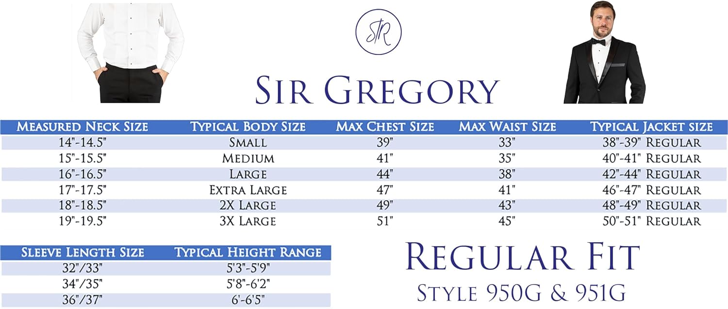 Sir Gregory Men's Regular Fit Tuxedo Shirt 100% Cotton Wing Collar French Cuff 1/4 Inch Pleat - Image 7