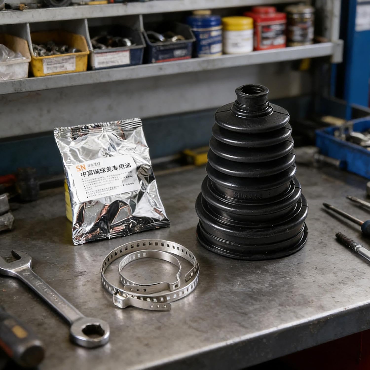 CV Boot Repair Kit, Car Ball Cage Dust Cover & Clamp Set, CV Joint Boot Replacement Kit for Drive Shaft Protection, Automotive Repair Tool for Truck Car Chassis Maintenance and Vehicle Protection