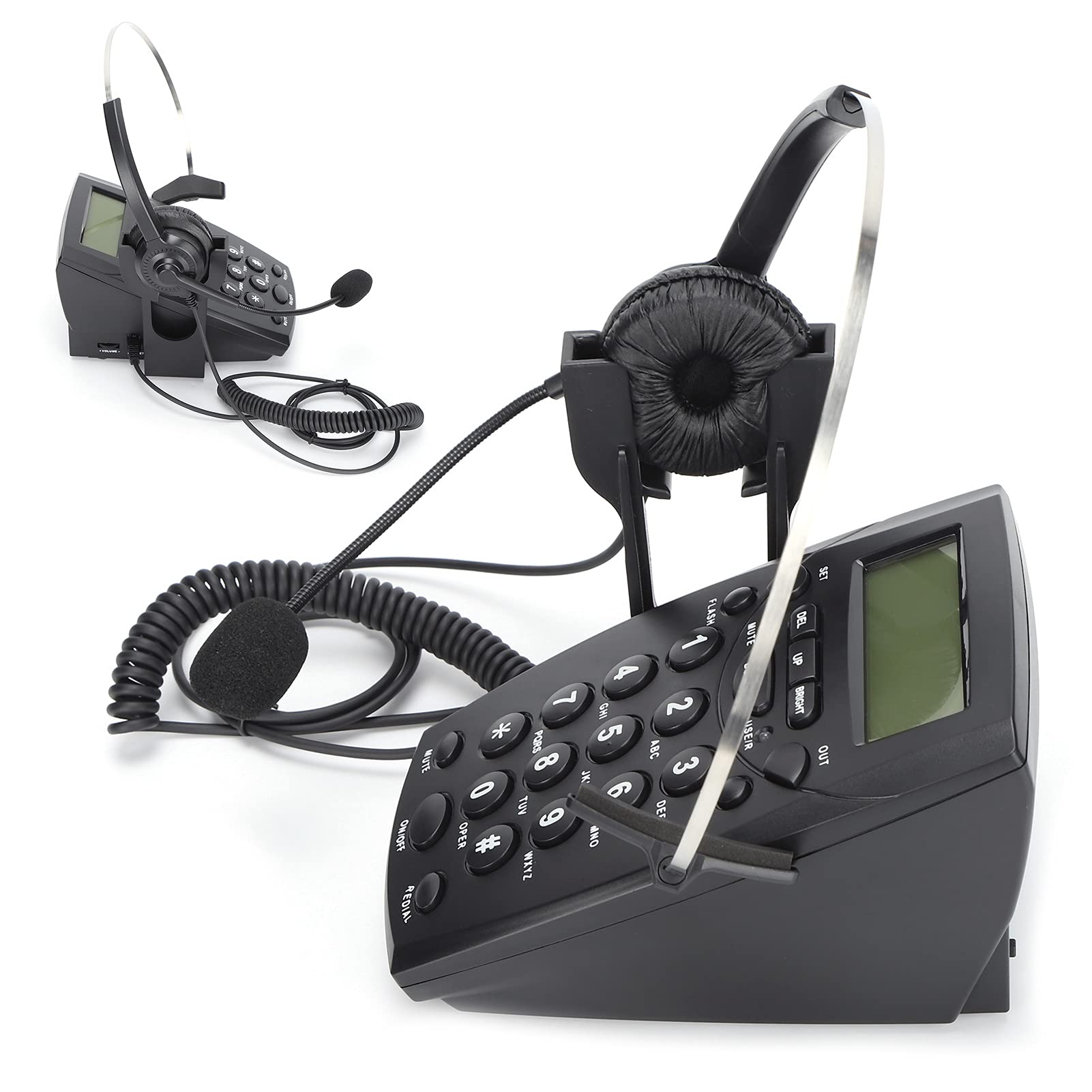 HT800 Call Center Telefono con Filo, Telefono Cablato con Microfono Omnidirezionale Cuffie, Telefono Fisso da Scrivania per Ufficio e Casa