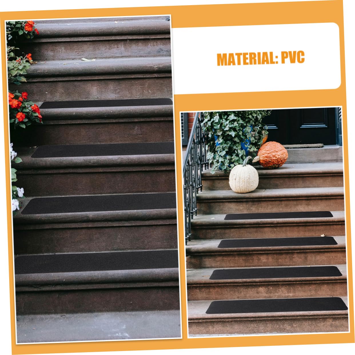 8 peldaños antideslizantes de PVC para escaleras, cinta antideslizante para escalones de interior y exterior, tiras de alfombra para mejorar la seguridad en escaleras, solución adhesiva antideslizante