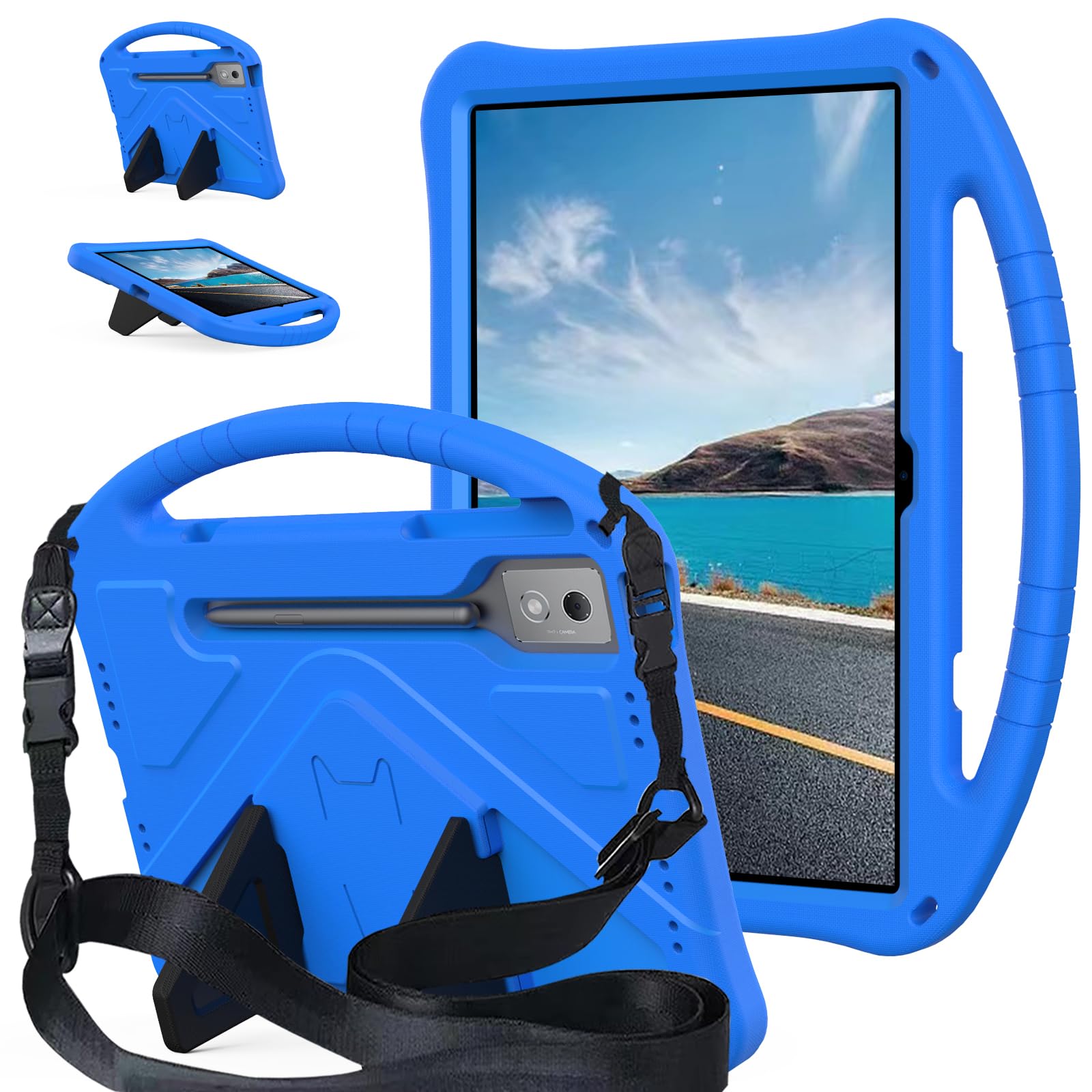 Funda tablet Lenovo Pro 12.7 niños TB-373FU 2025 ligera con correa azul 8
