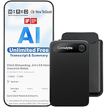 Comulytic Note Pro AI Voice Recorder, Unlimited Transcribe &amp; Summarize, AI Note Taking Recording Device w/Case, App Control, 113 Languages for Calls, Meetings, Lectures, Interviews, Black