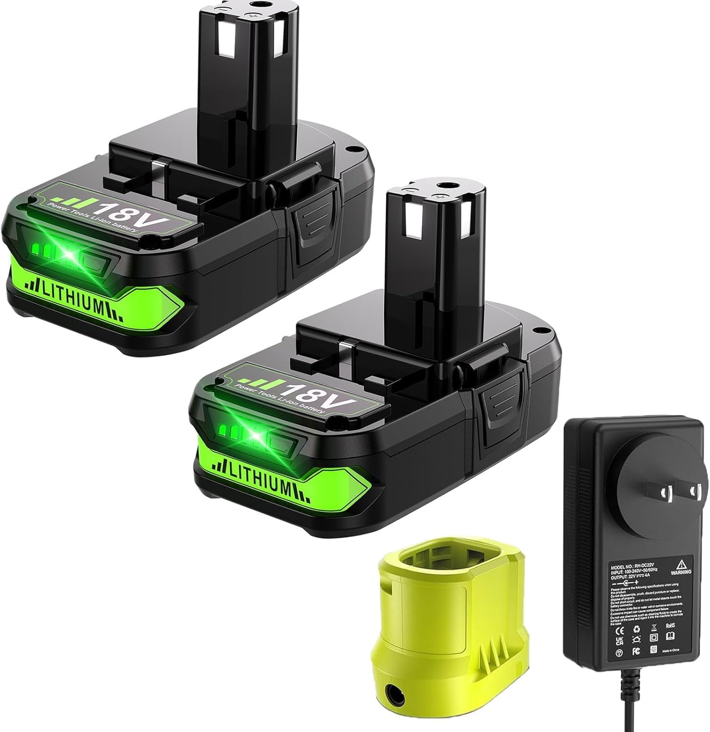 2Packs Upgraded 3.8Ah P107 Replacement for Ryobi 18V Battery and Charger Kit Lithium Compatible with Ryobi 18 Volt Battery ONE+ Plus P102 P103 P104 P108 P107 PBP002 PBP003 PBP004 PBP005 Power Tools