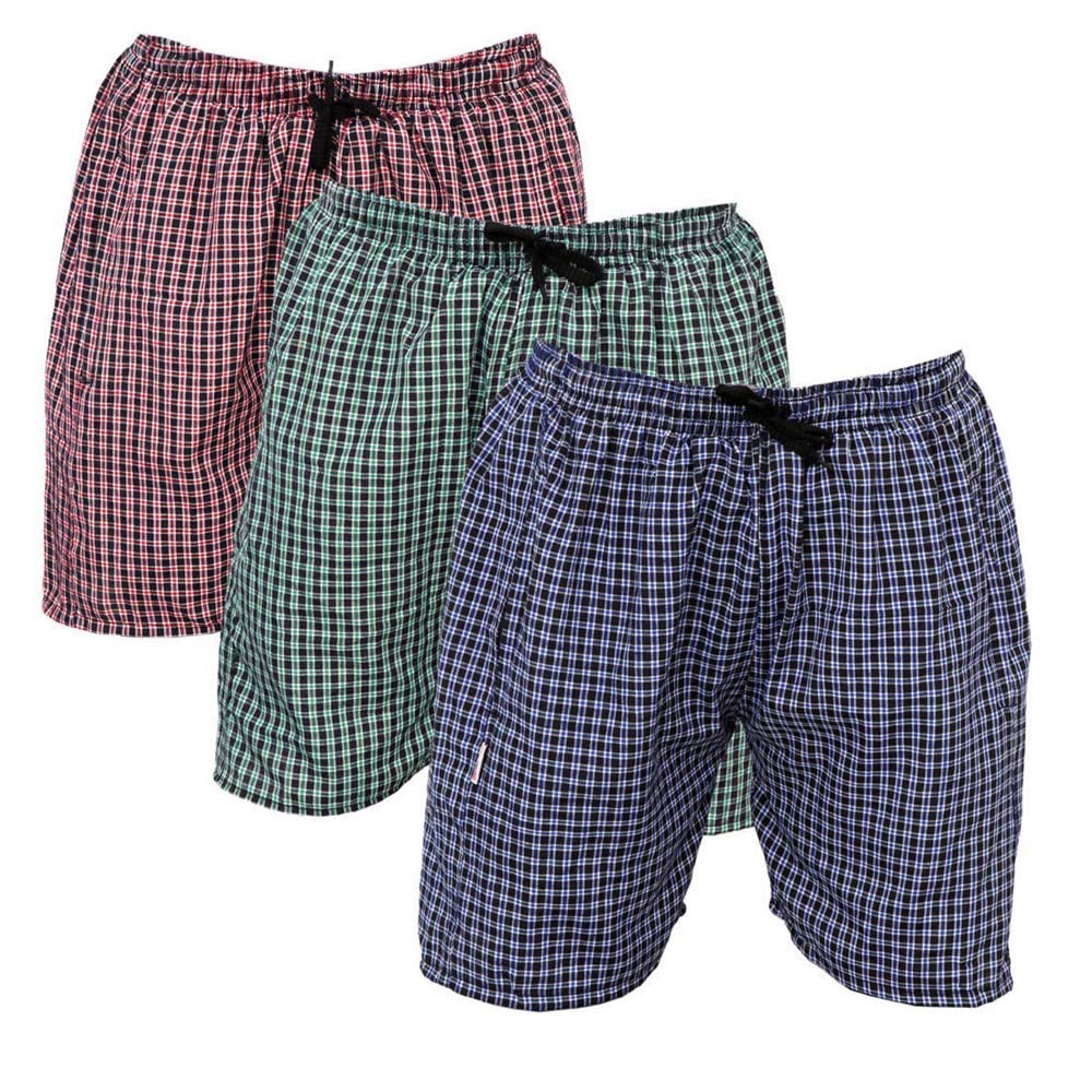 Men's Cotton Checkered Printed Boxers, Shorts, Multicolor Pack-of -3-picture-59