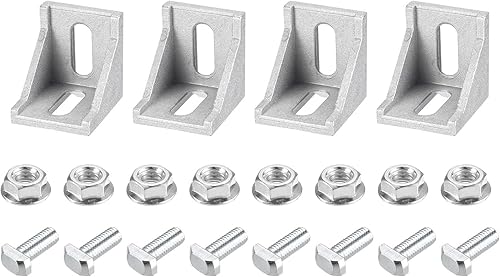 uxcell Juego de 4 kits de refuerzo de soporte de esquina interior, conector de ángulo 4040 de 1.496 x 1.496 x 1.378in para perfil de aluminio de la