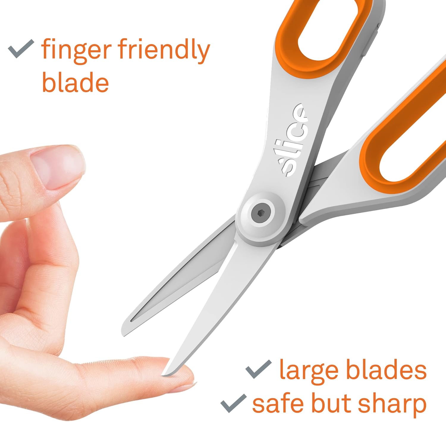 Slice 10545 Ceramic (Large), Rounded Tip Finger-Friendly Edge, Safer Choice, Lasts 11x Longer Than Metal, Safety Scissors (1 Pack) & 10515 Mini Box Cutter, Ceramic Blade Locks Into Position