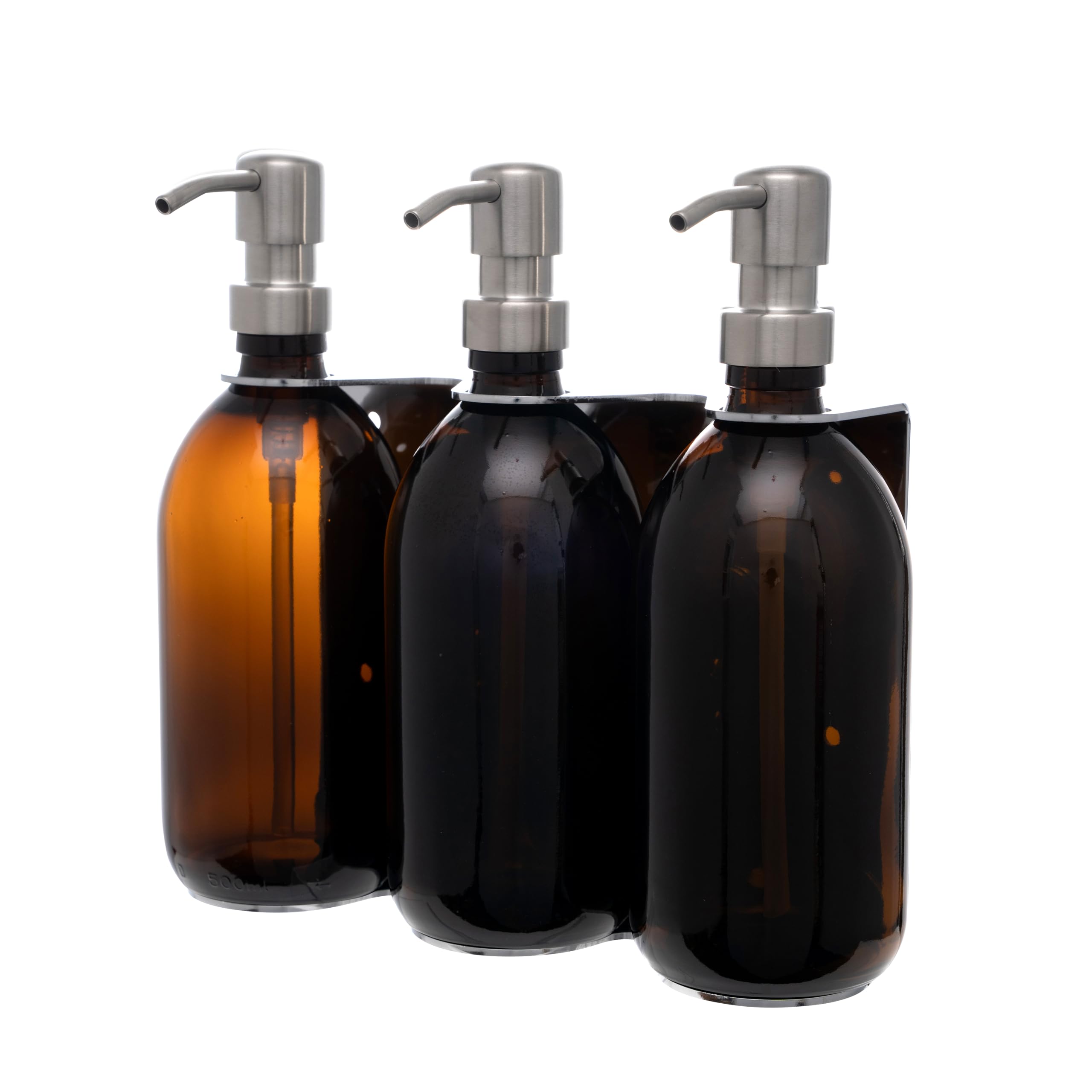 Set di 3 dispenser da parete per doccia, cromato, con staffa in acciaio inox, facile ricarica, per bagni di lusso