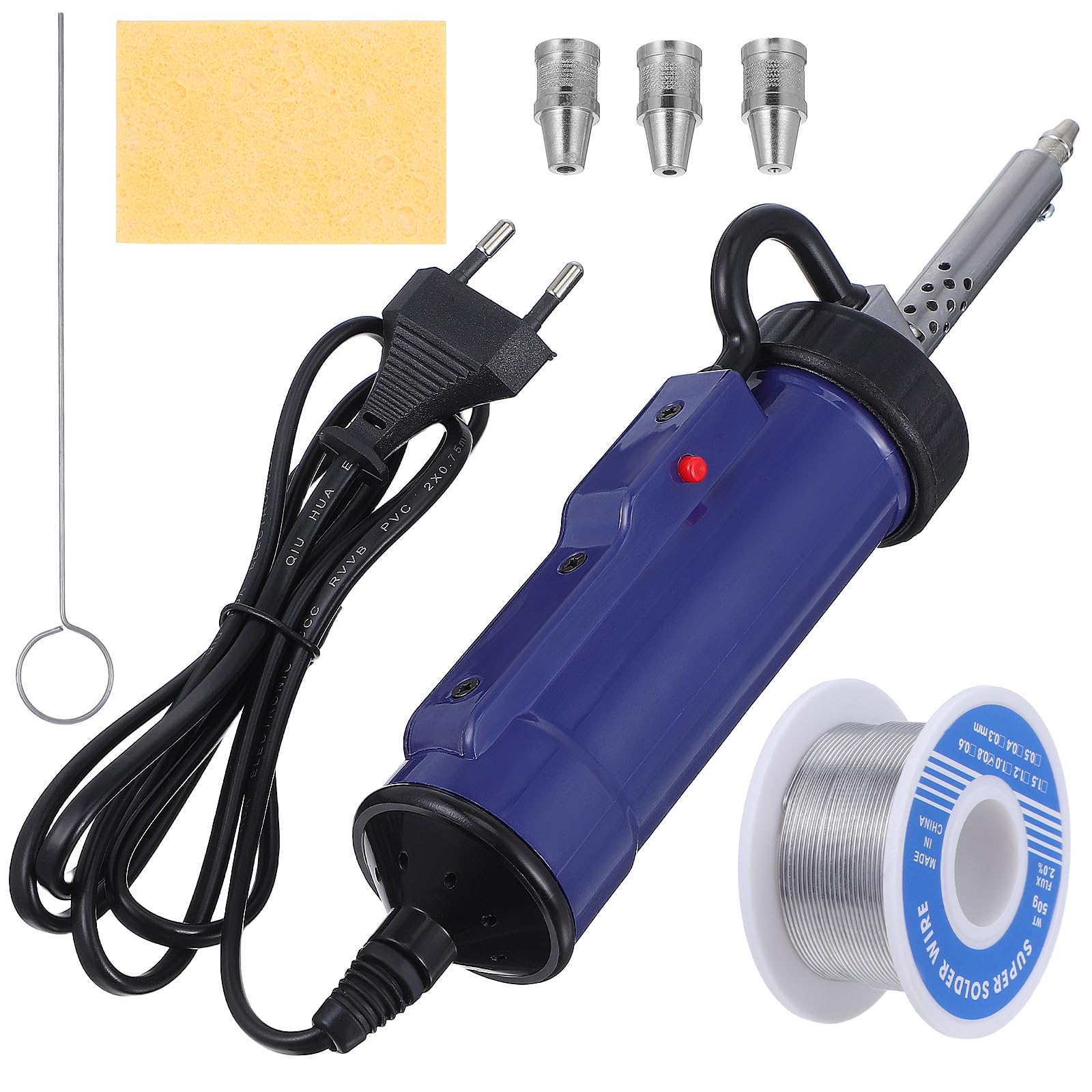Bomba Desoldadora de Vacío Portátil Eléctrica con 3 Boquillas Reemplazables, Succión Rápida para Estaño, Compatible con Ac220v, Herramienta Profesional para Soldadura y Reparación