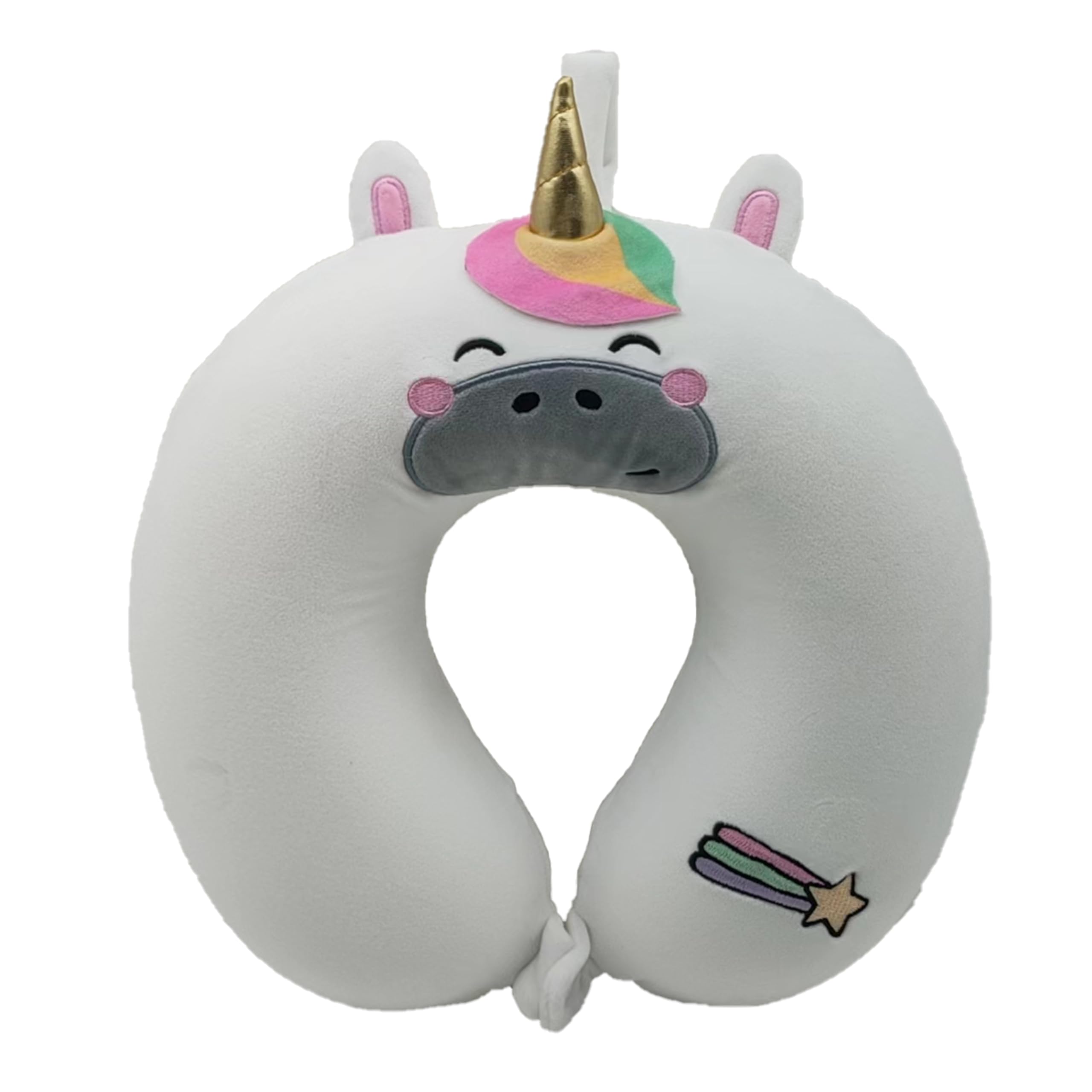 Puckator Relaxeazzz Astra the Unicorn Adoracorns Plush Memory Foam Travel Pillow - Neck Flight Airplane Pillow For Travel - Kids Neck Pillows Cushion For Sleeping Neck Pain Adults Airport Essentials
