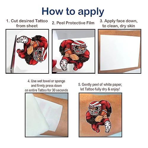 Miniatura 3 de Tatuajes temporales de fútbol  100 tatuajes temporales para el día del partido  Tatuajes de fiesta de fútbol  Accesorios para fiestas de juegos