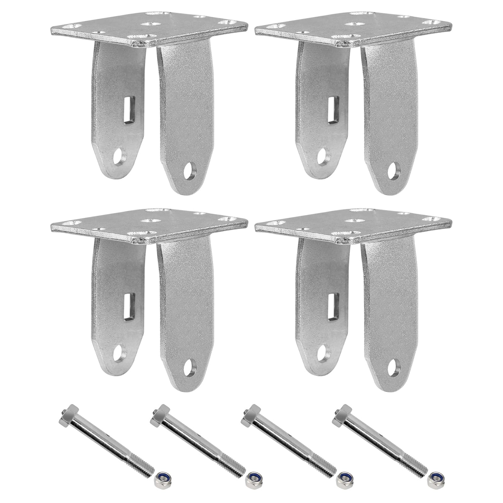 LONGRUNFORU 5" X 2" Rigid Caster Yoke, Zinc Plated Steel Frame and 4" X 4 1/2"Plate, Heavy Duty Caster Fork- Capacity Up to 1000 LBS Replacement（4