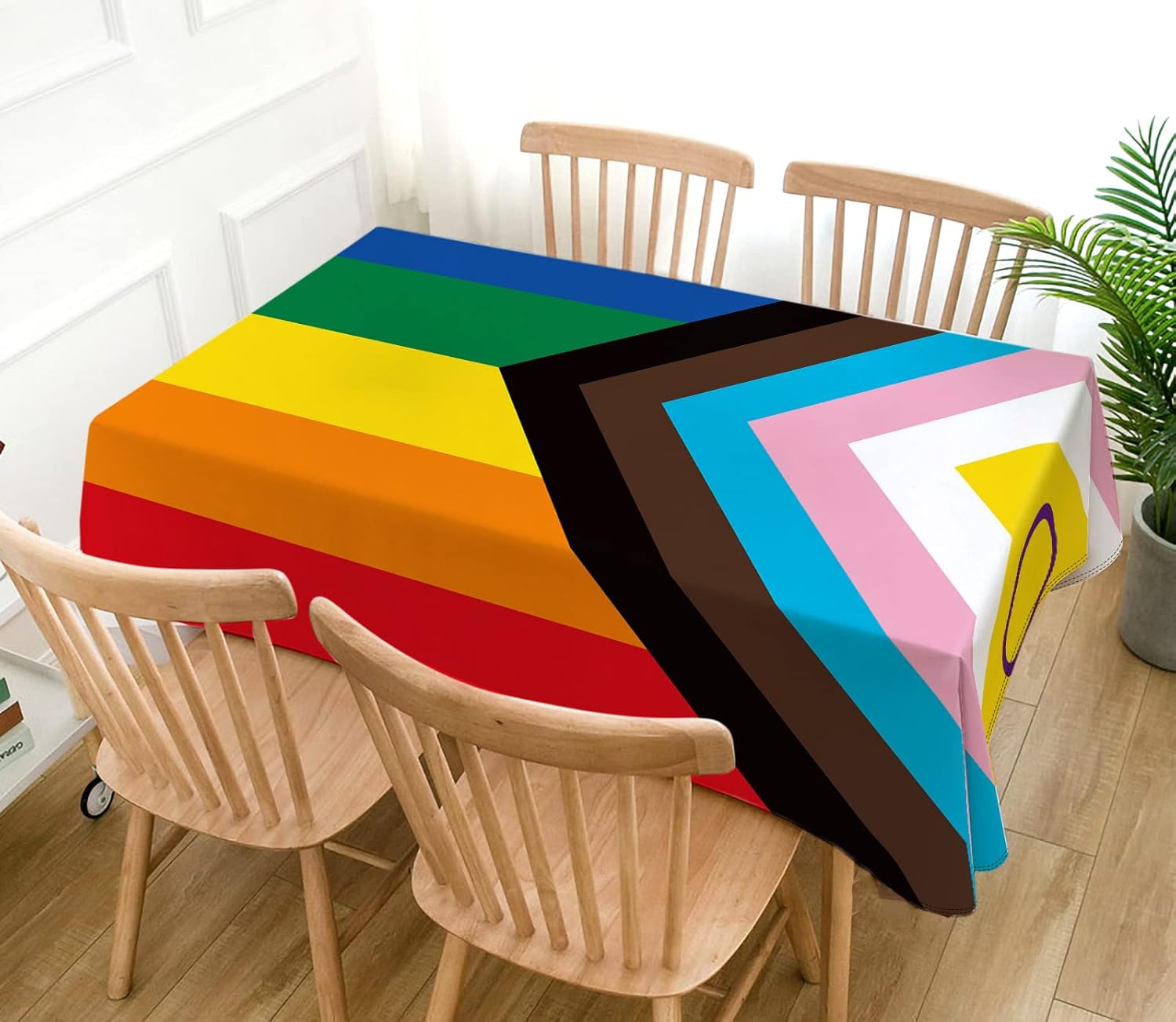 Hafangry Intersex Progress Pride Tablecloth June Gay LGBTQ+ Rainbow Party Decoration Pride Month Kitchen Dining Room Home Decor (60" x 84") (Pack of 2)
