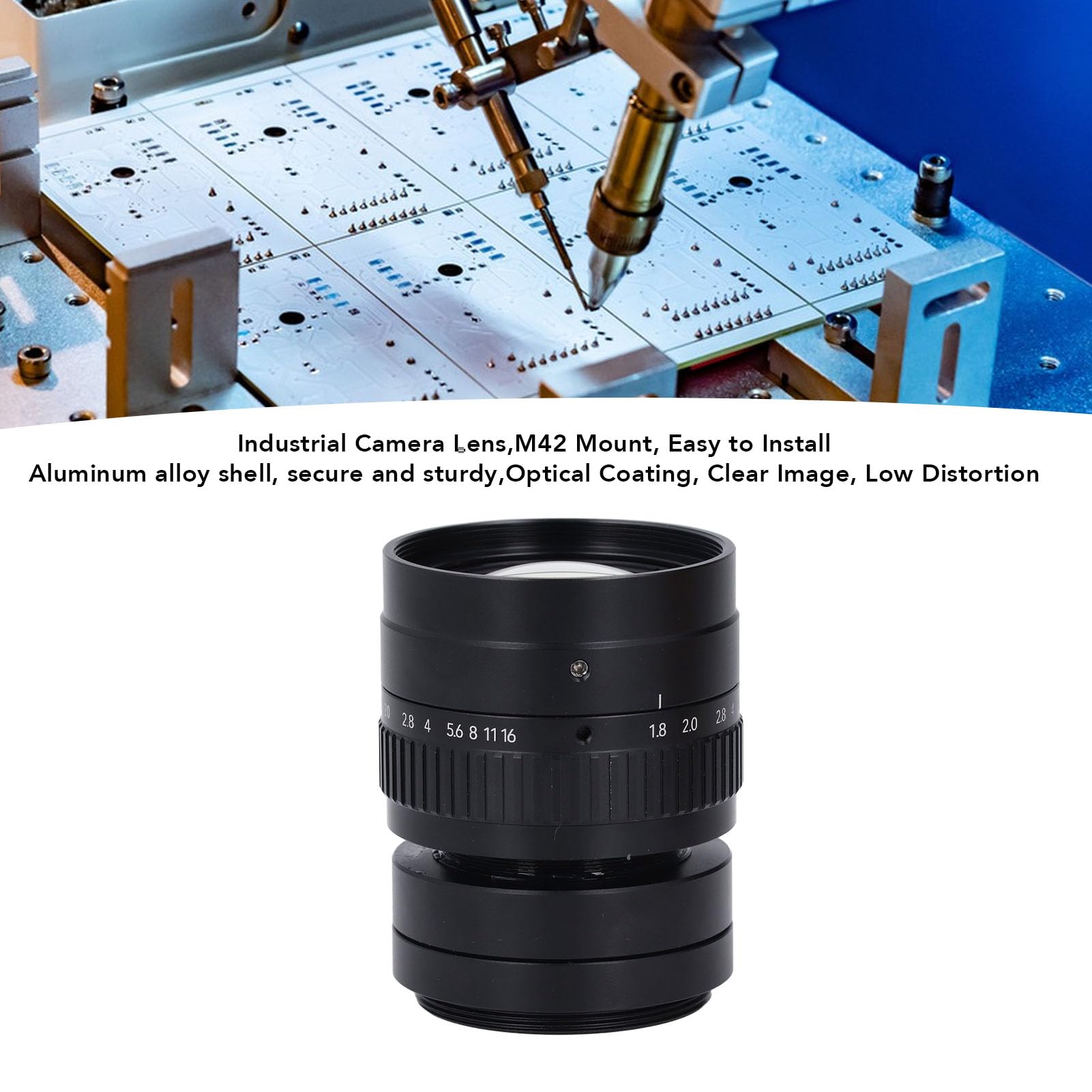 Obiektyw Aparatu 35 Mm F1.8, Obiektyw Zmiennoogniskowy z Mocowaniem M42 do Kamer HD z ręczną regulacją Ostrości, Obudowa ze Stopu Aluminium, rozdzielczość 8K5UM, Kontrola