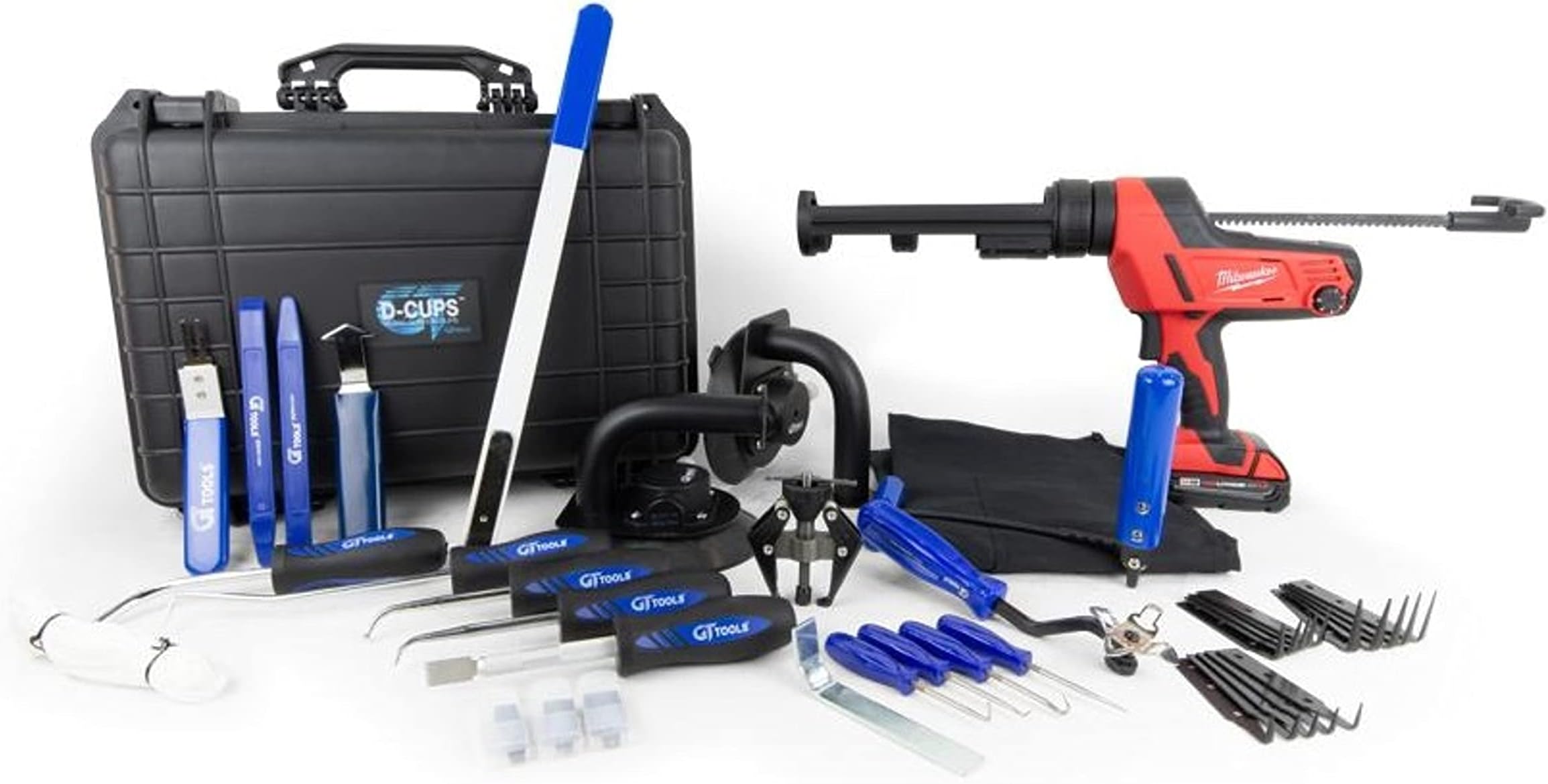 Basic Windshield Removal Tool Kit by GT Tools - Includes Standard Tools for Easy Windshield Removal, Milwaukee Edition 18V caulking Gun