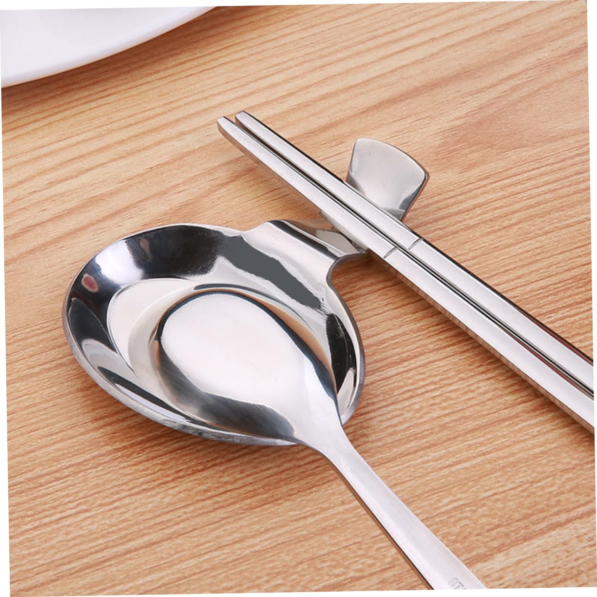 CONGARTENO 2pcs Spoon Rest Spoon Holder for Stove Top Home Chopstick Rest Utensil Holders Decorative Chopstick Holder Condiment Dish Soy Sause Dish Japanese Pinch Dish Silver Stainless Steel