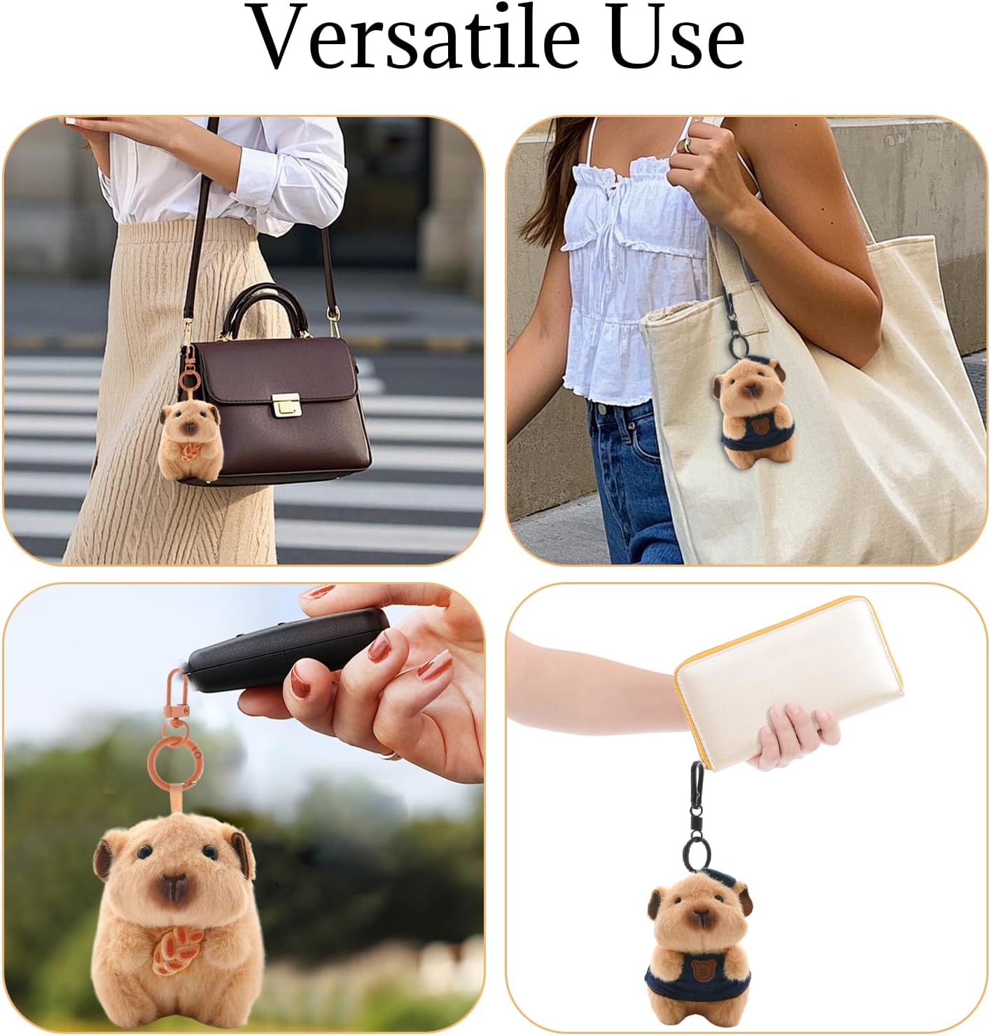 Plush Guinea Pig Keychain - Adorable Stuffed Guinea Pig Keyring for Women, Handbag Pendant, Car Key Accessories (Guinea with Blue Bib) - Image 4