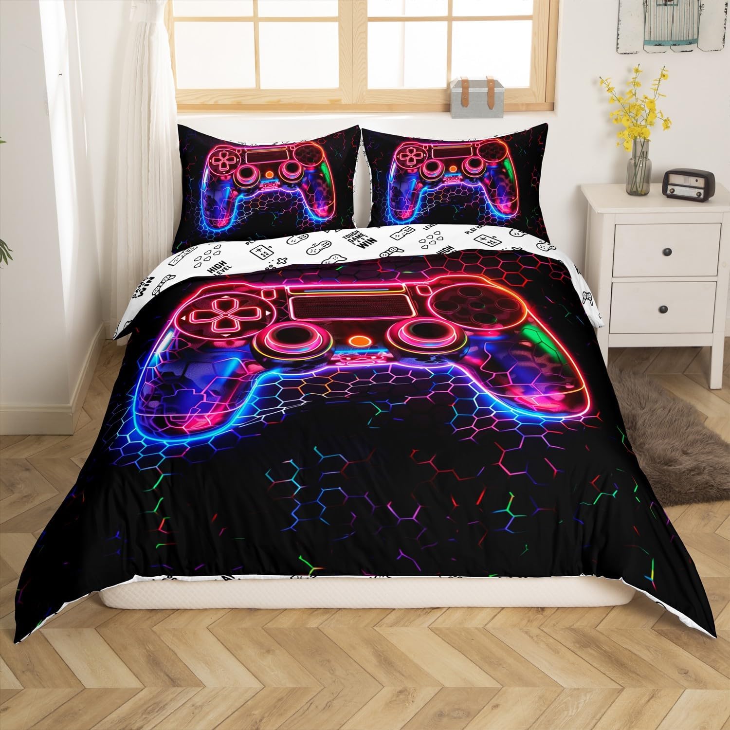 Unicorn Glitter Duvet Cover Set Toddler Size,Pink Flowers Bedding Set for Kids Boys Girls Room Decor,Colorful Grid Comforter Cover,Dreamy Unicorn Quilt Cover with 1 Pillowcase(No Comforter)
