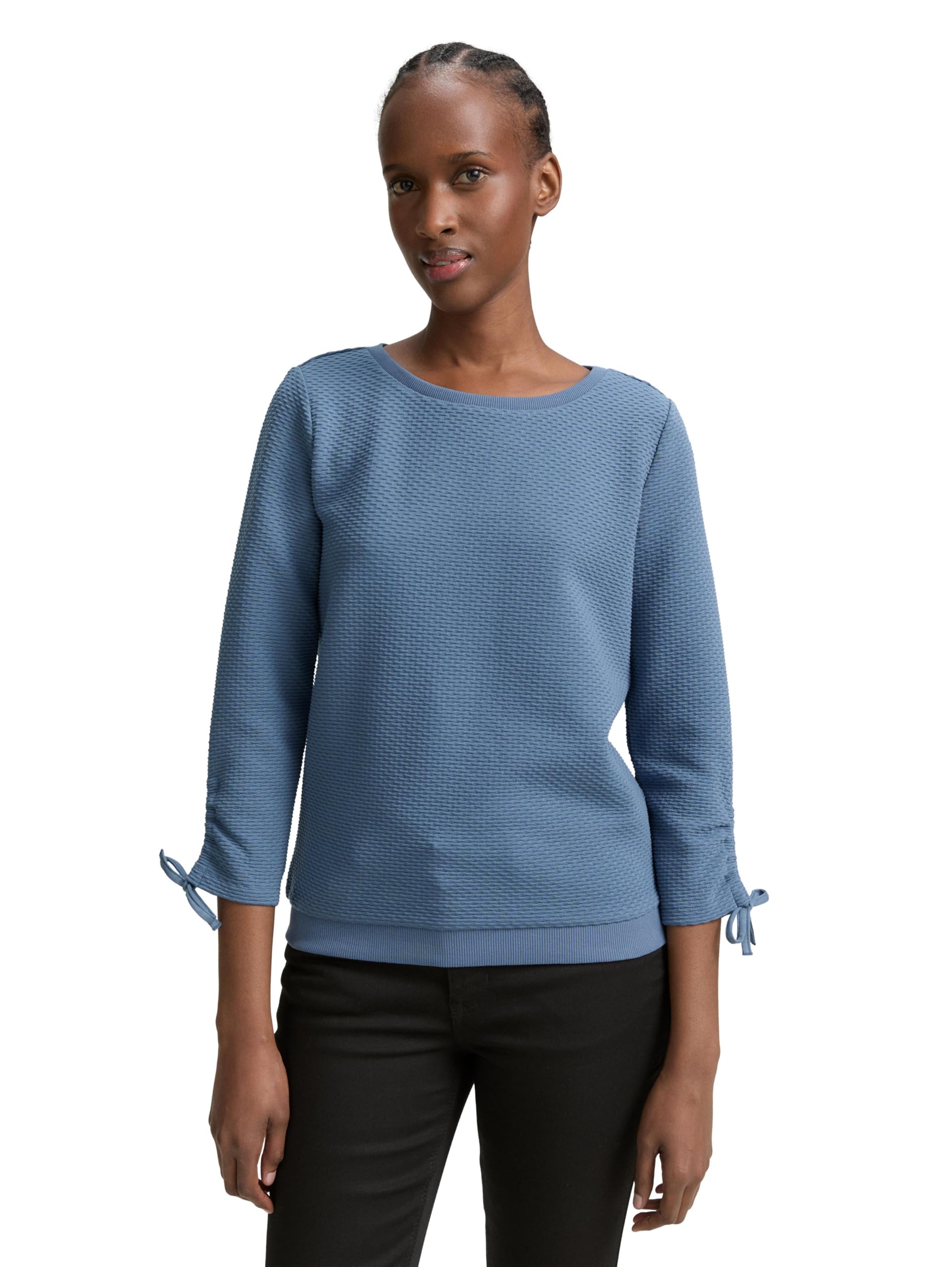 Tom Tailor Denim Damen Sweatshirt mit Raffärmeln