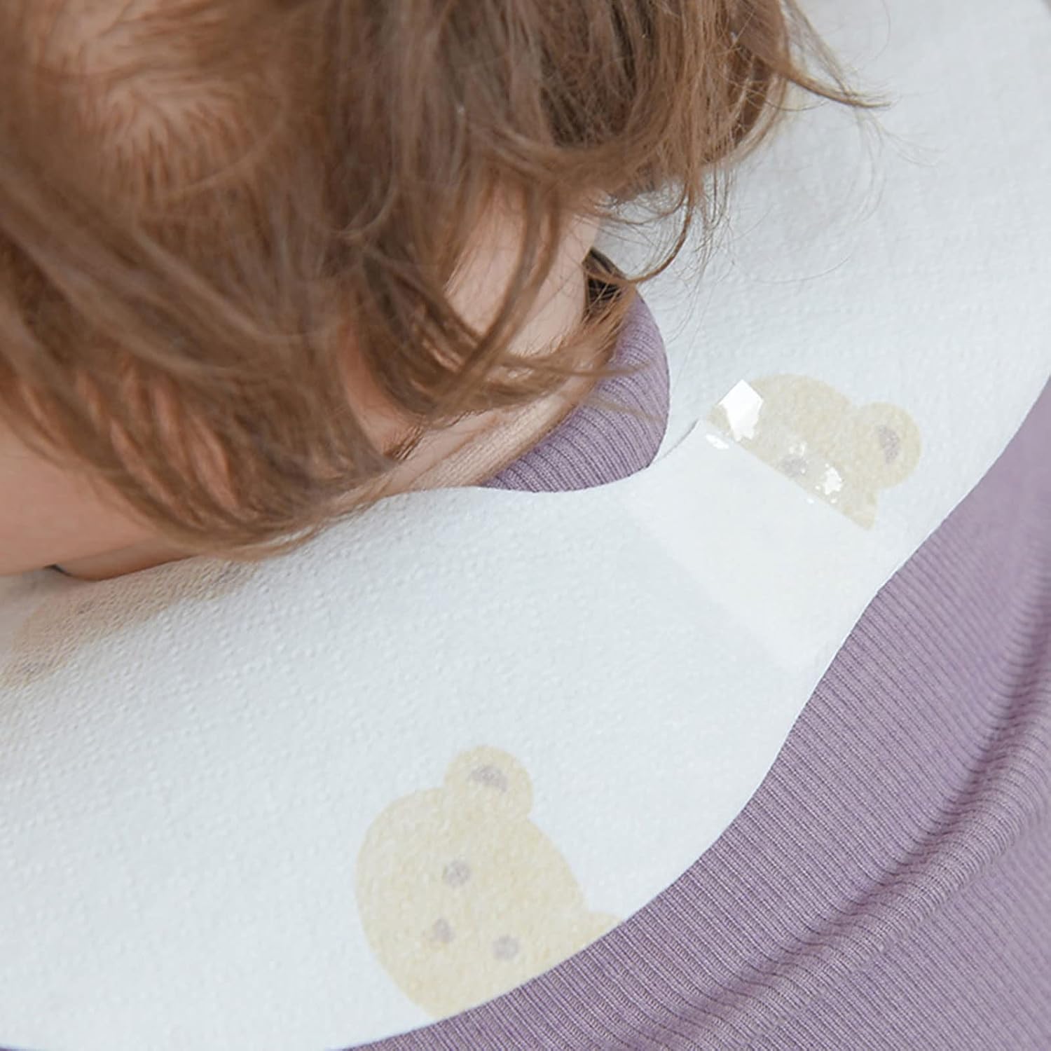 50-Pack Disposable Bibs for Babies Cartoon Bear Print Drooling with Pocket Baby High-absorbent Saliva Towel Easy to Clean Drool Feeding Lightweight for Infant Burp Cloths Soft and Comfortable