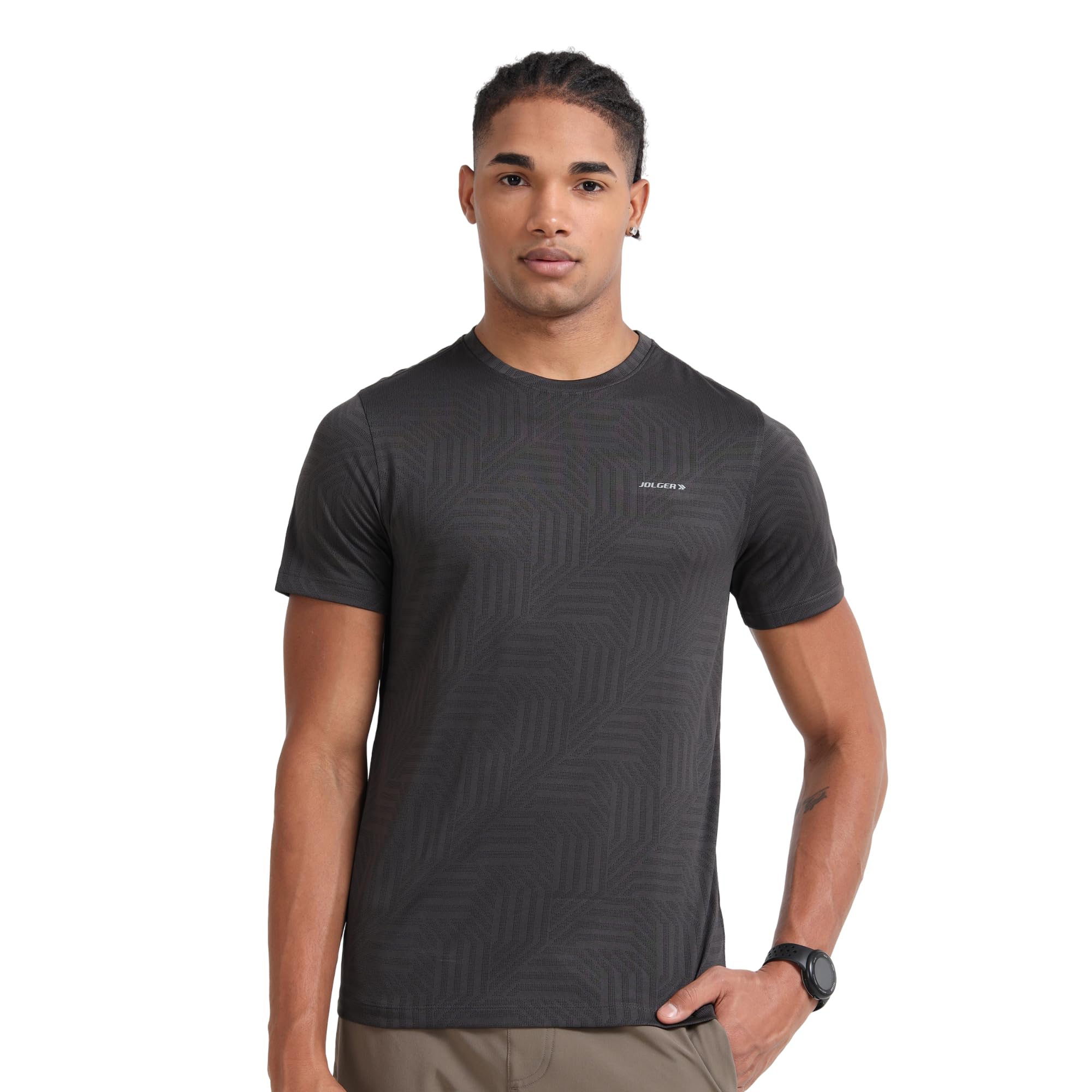 jolger Men's Ultra Breathable Crew Neck T-Shirt Quick-Dry Moisture-Wicking Stretchable Anti-Odor Gym Running Training Casual Wear-picture-12