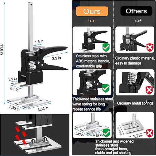 Miniatura 5 de Gato de brazo de ahorro de mano de 12 pulgadas, elevador de brazo de palanca, herramienta de elevación de gato de mano para instalar gabinetes,