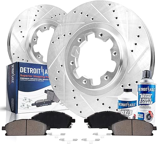 Detroit Axle - Kit de frenos delanteros para Nissan Pathfinder Infiniti QX4 1998-2004, frenos de disco perforados y ranurados, rotores de repuesto