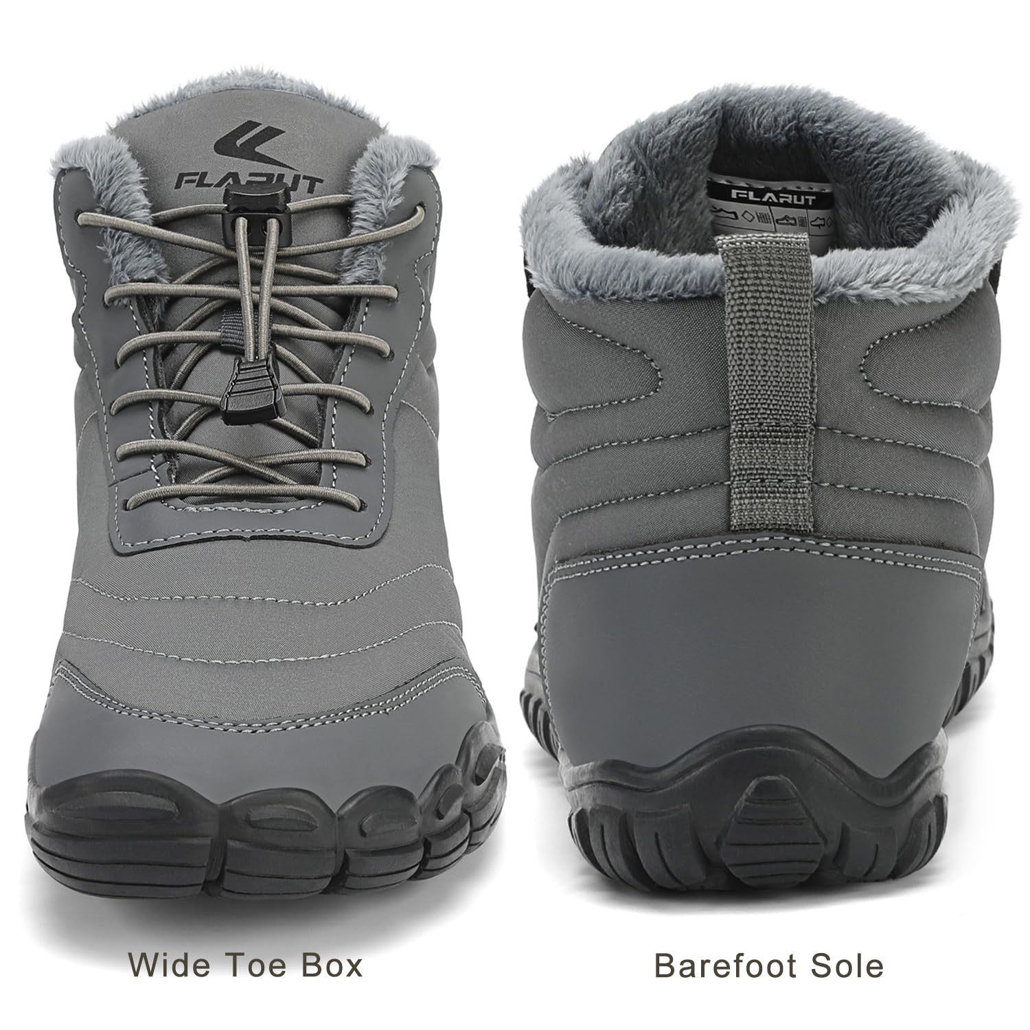 FLARUT Scarpe Invernali a Piedi Nudi Uomo Donna Barefoot Scarpe Foderate Caldo Scarpe a Punta Larga Resistenti all'acqua Scarpe da Trail Running Trekking InvernoStivali