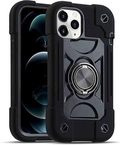 MARKILL Funda compatible con iPhone 1212 Pro de 6.1 pulgadas con soporte de anillo giratorio de 360 grados, protección contra caídas de grado