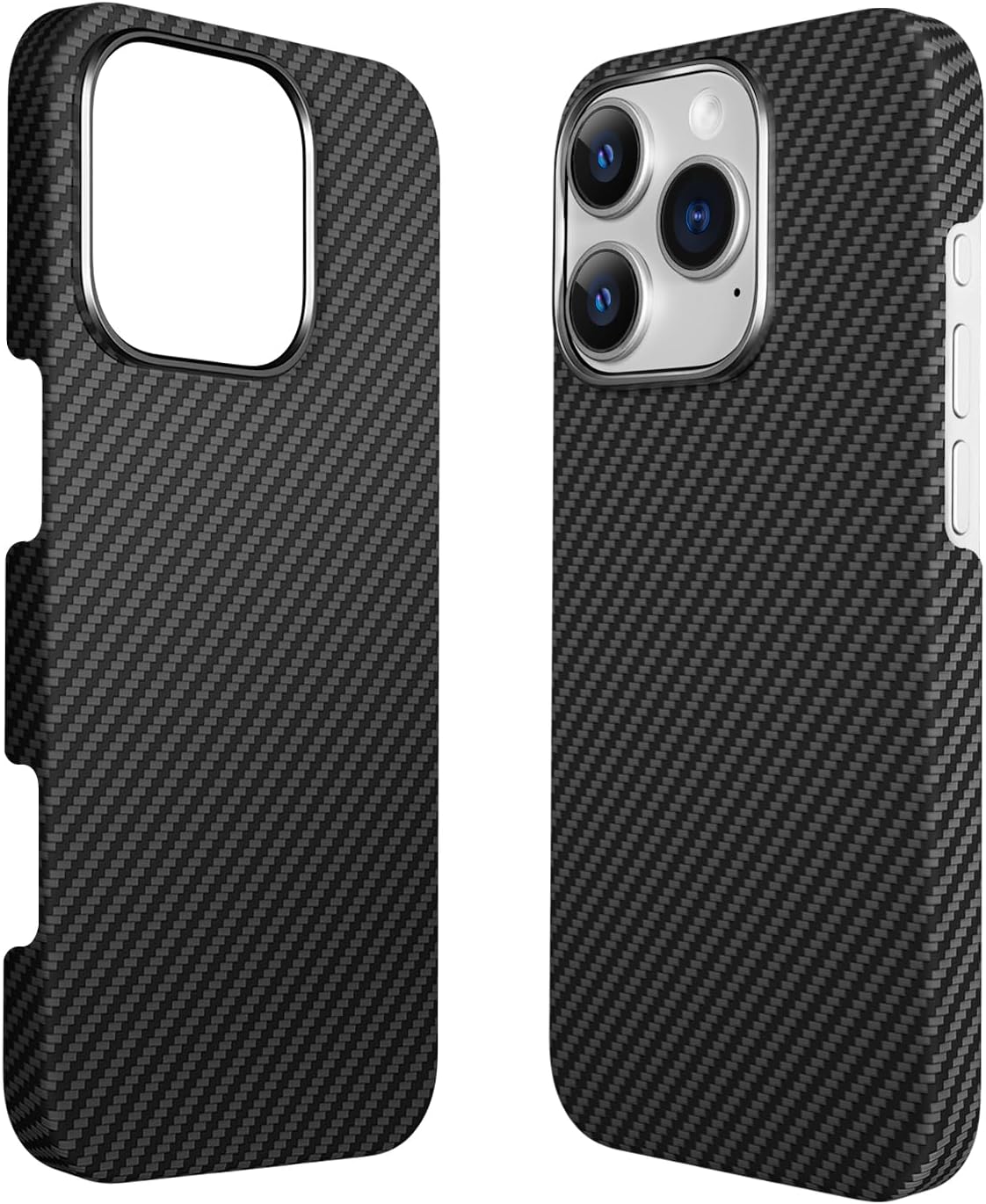 Real Aramid Fiber Case for iPhone 16 Pro [6.3 inch] Compatible with MagSafe,1500D Aramid Weave,Thin & Light with a Caseless Feel,Carbon Fiber Textures Design Kevlar Protection (Black-SW)