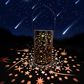 Hanging Solar Lights Outdoor , Meteor Shower Decorative Solar Garden Lights for Garden, Backyard, Tree, Porch, Wall, Fence (Black)