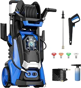Pecticho Electric Pressure Washer 4200PSI Max 2.8 GPM Power Washer with Smart Control and 3 Levels of Adjustment Effortlessly Cleaning Car Patio Blue