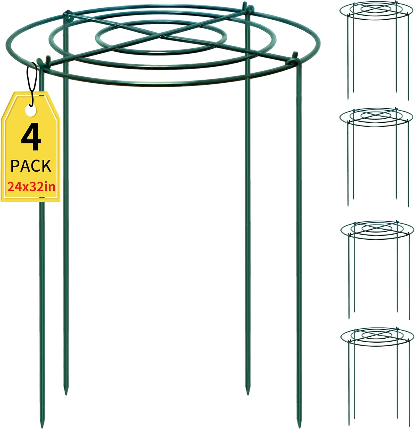 SYITCUN 4pack Peony Cages and Supports, 18 x 24 Inch Four Legs Peony Cage, Heavy-Duty Peonies Support Cages, Peony Ring for Roses, Hydrangeas, Sage, Peonies, Cucumbers, Tomato