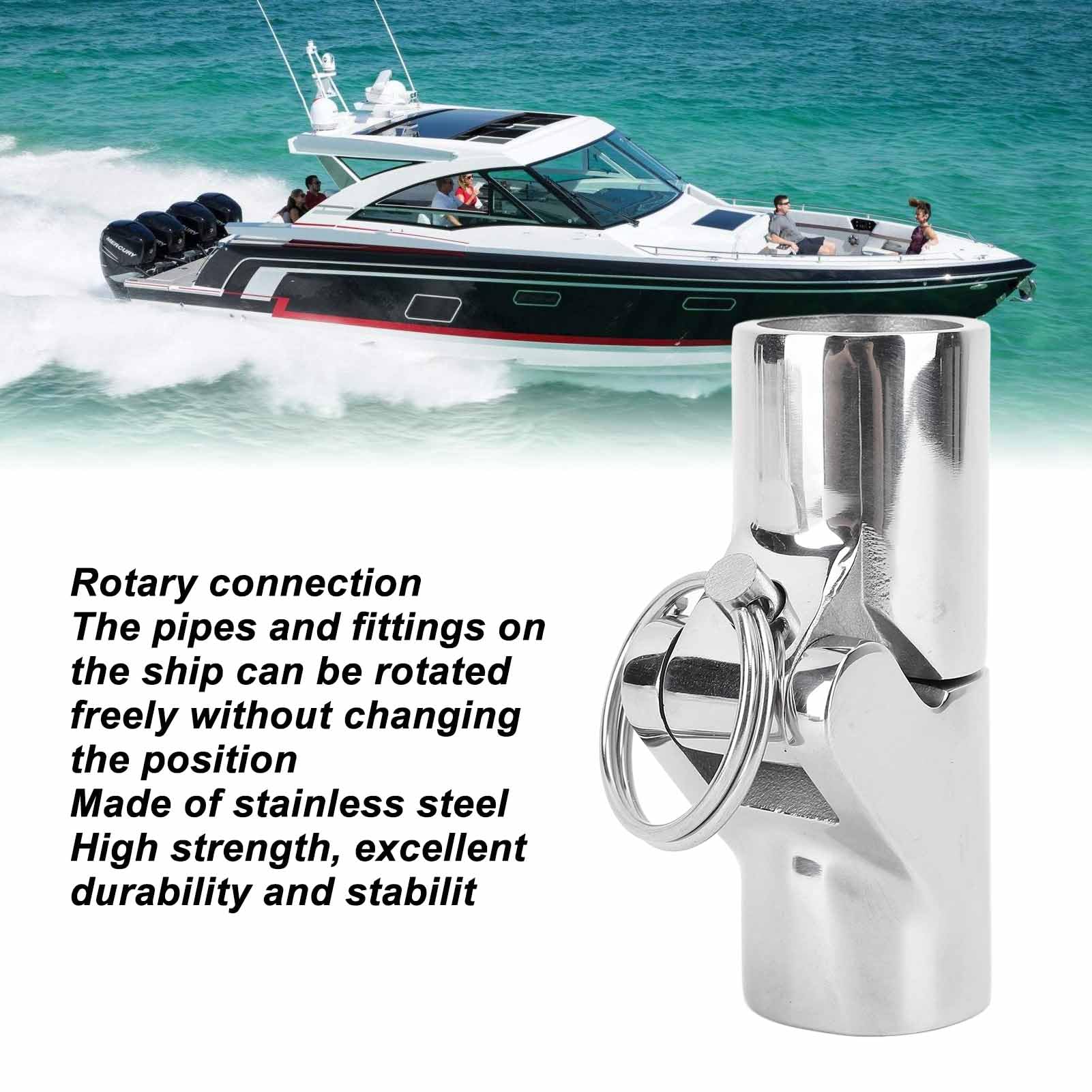 4 Pezzi di connettore per Tubi da Barca, connettore a Sfera Pieghevole in Acciaio Inox da 22 mm per corrimano di Yacht e imbarcazioni, Raccordo Rotante per strutture in FRP e