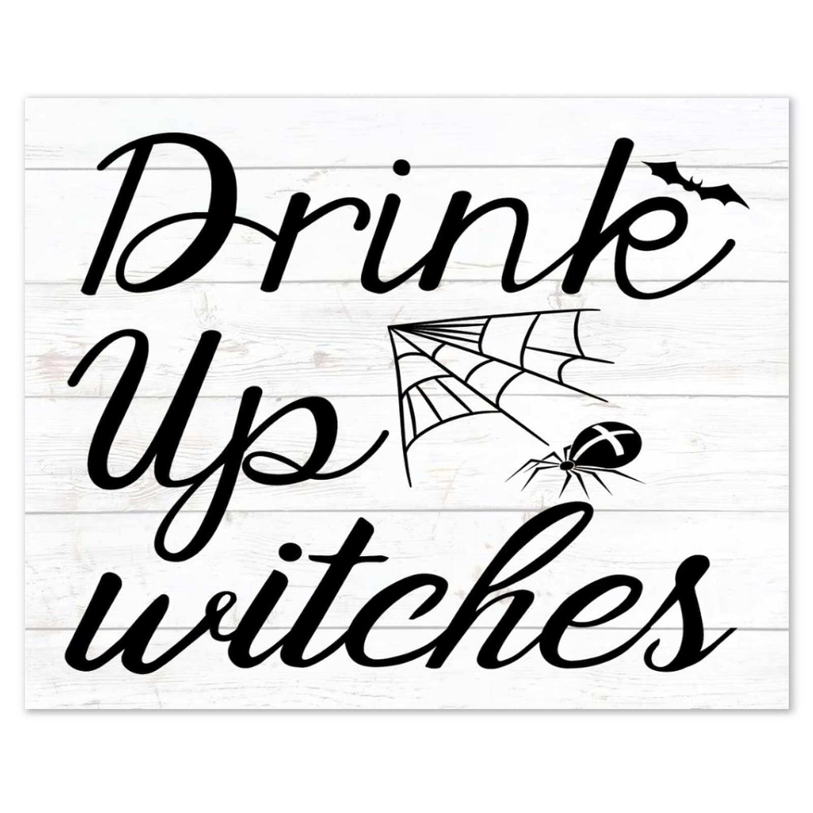 Panneau en bois Drink Up Witch pour habiller un mur vide extérieur