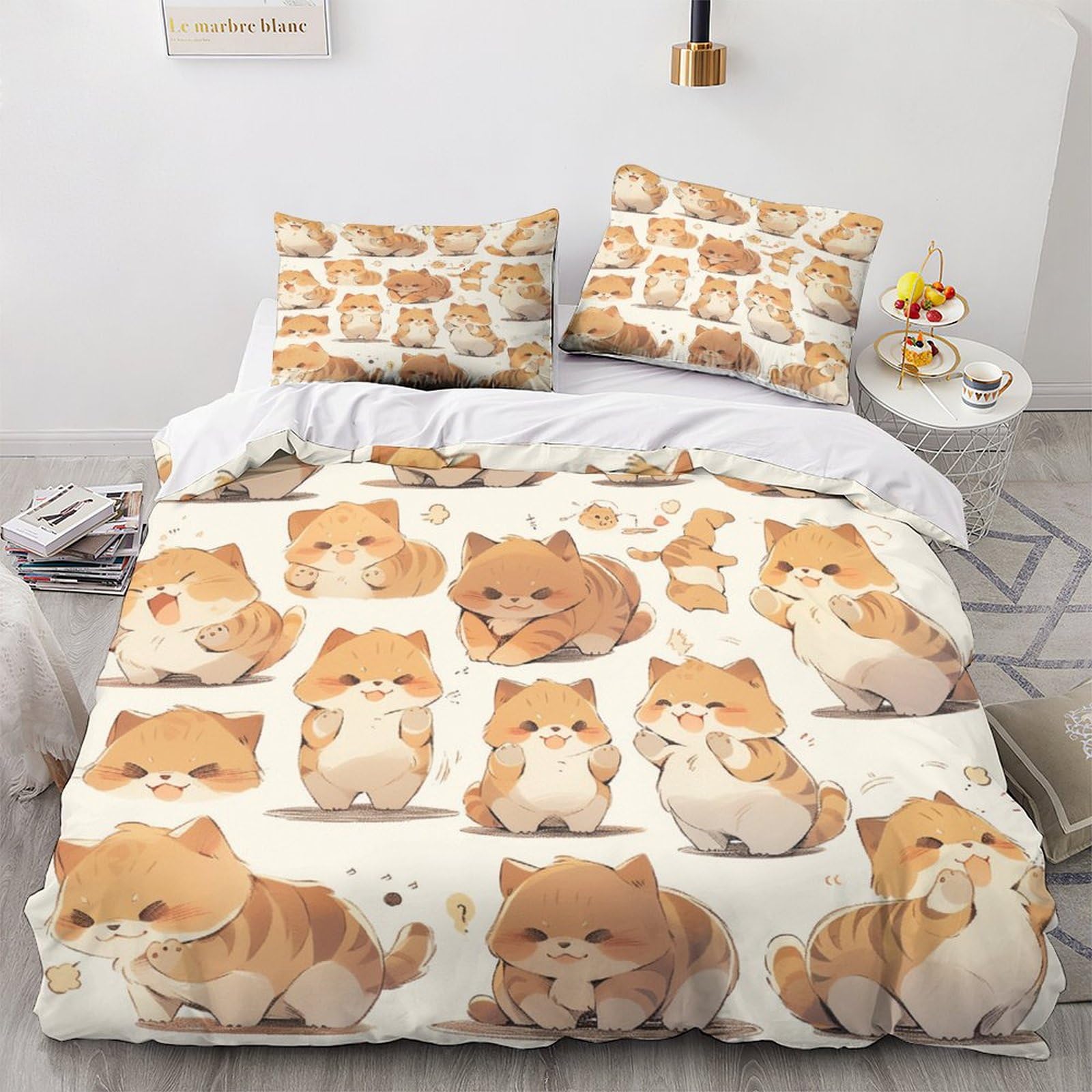 Housse de couette chat British Shorthair 220x240cm avec taies d'oreiller en microfibre OBABO