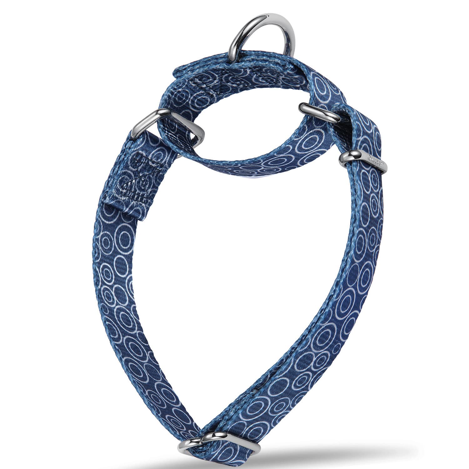 Dazzber Martingale Collars for Dogs, No Pull Anti-Escape Pet Collar, Heavy Duty for Medium Dogs, Adjustable 14 Inch to 21 Inch, Navy Blue - C.R.C