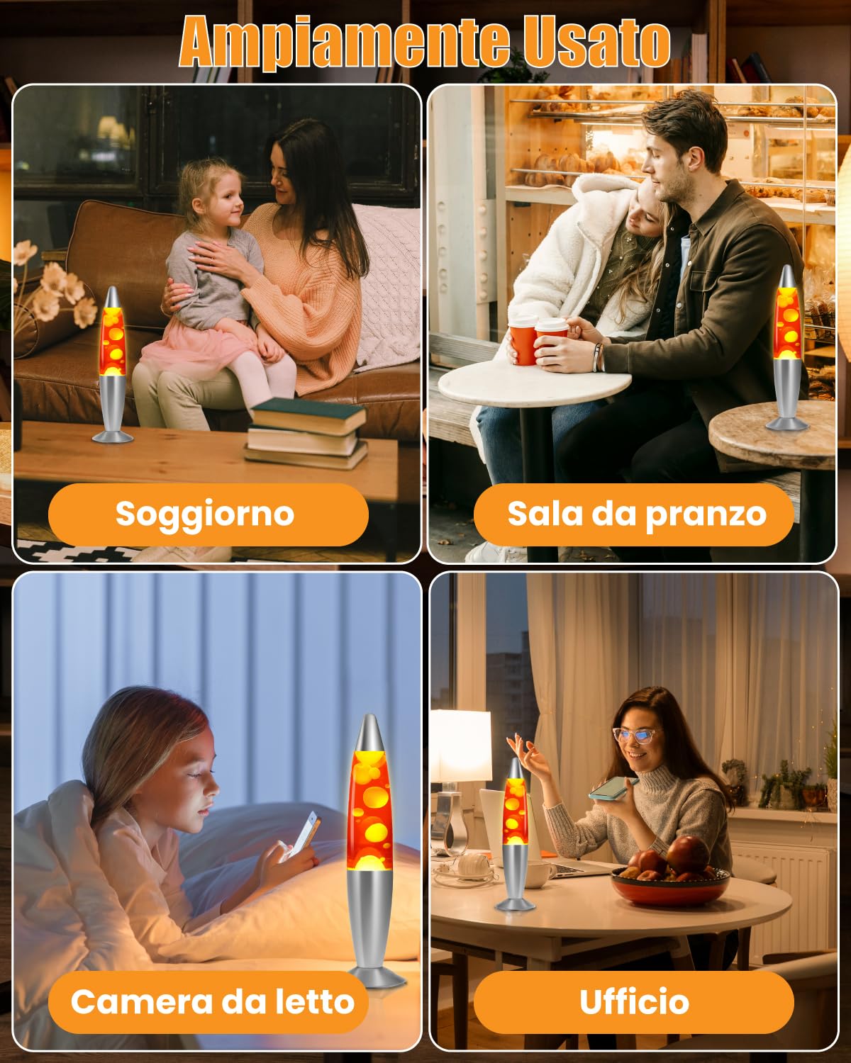 DoRight Lampe à lave classique cire jaune/mouvement en aluminium liquide rouge pour la relaxation paisible, 13,38 pouces, avec 2 Pack R39 25W E14, AC220-240V, EUStecker