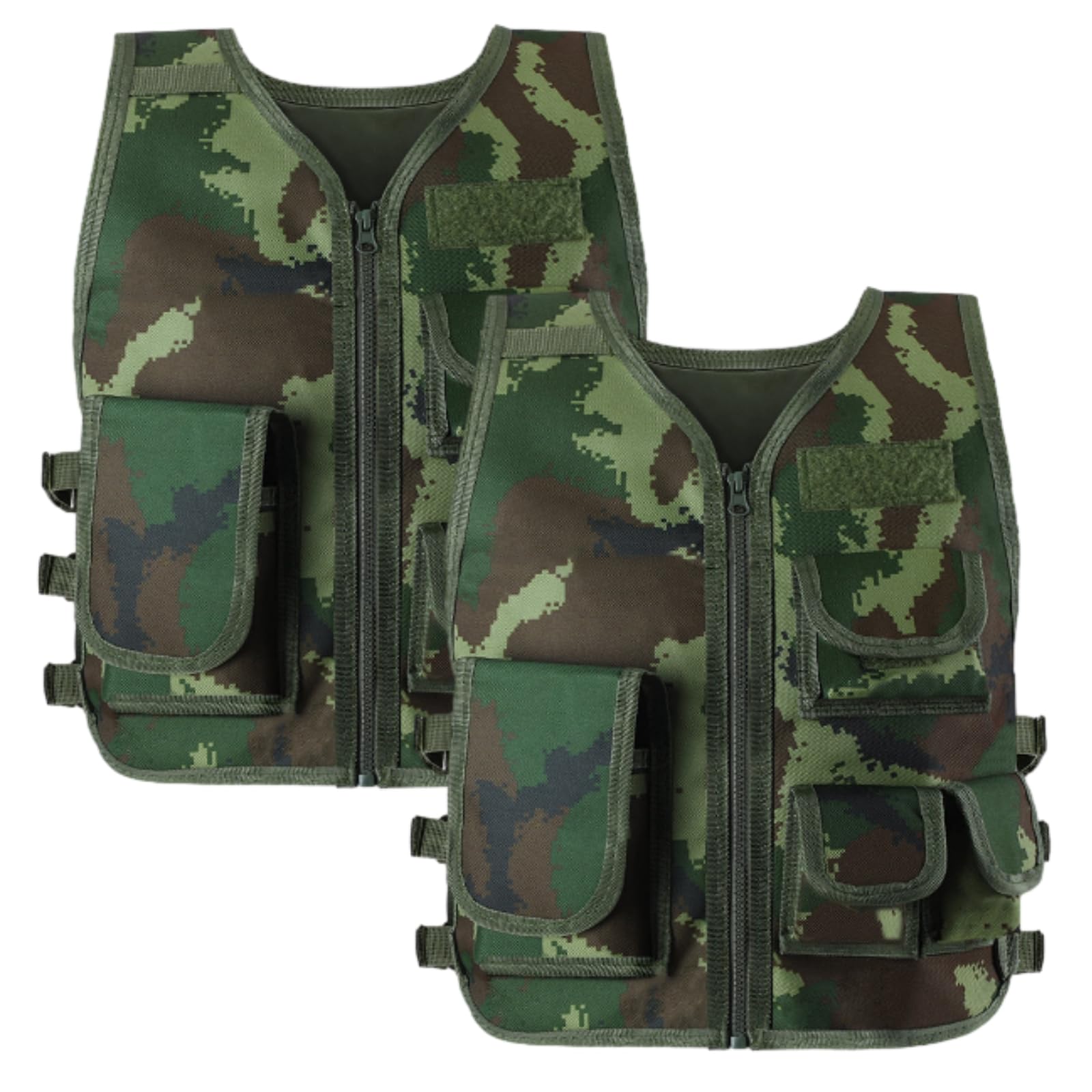 Vabean 2 Pcs Christmas Army Vest Tactical Kids Military Vest Combat Nylon Adjustable Waistcoat for Boys Girls Fishing Camouflage Outdoor Games Training Party Cosplay