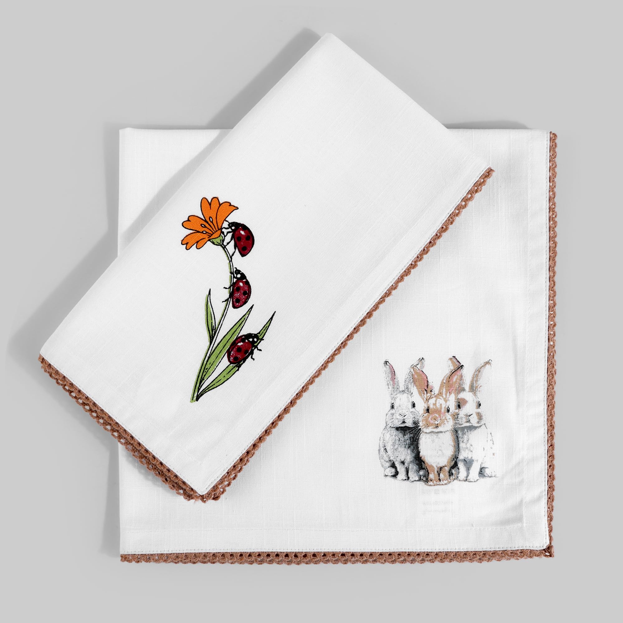 FINGERCRAFT Lot de 12 serviettes de table en tissu, en lin mélangé de coton, pour dîner, coins mitrés, parfaites pour les fêtes, dîners, mariages, cocktails, Noël, Pâques, 20 x 20 cm
