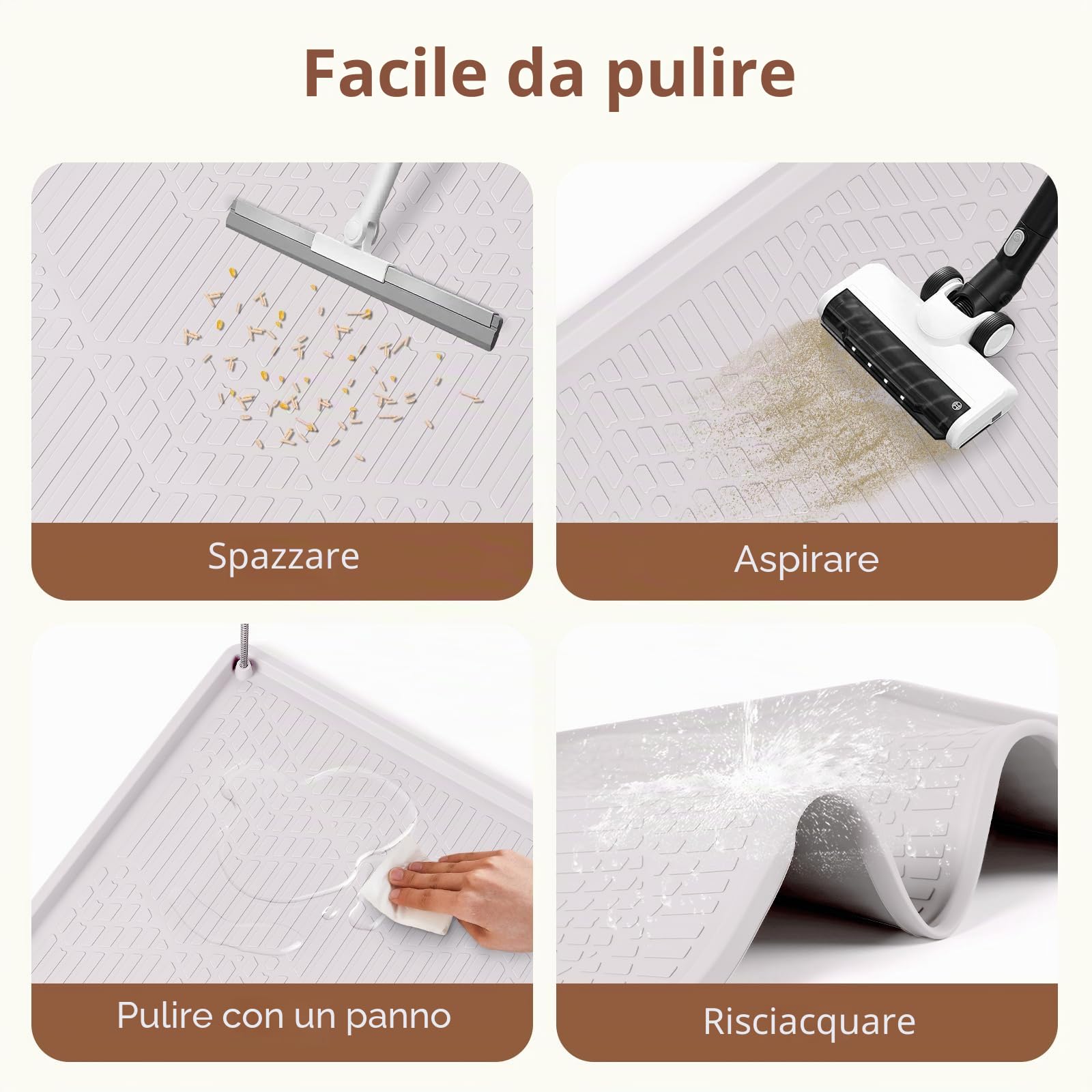 86x56CM Tappetino Lettiera Gatto Silicio con Bacchetta giocattolo per gatti, Tappeto per lettiera gatto grande impermeabile lavabile per raccogliere la lettiera gatti(bianco)