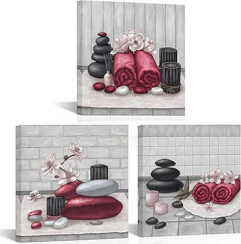 Miniatura 8 de RnnJoile Arte de pared de lienzo para spa con piedra Zen y orquídea, pintura de estilo bodegón amarillo, impresiones para decoración de baño,