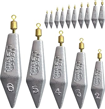 Fishing Weight Sinkers Kit, Triangle Bullet Lead Sinkers for Bass Catfish, Assorted Sizes 0.3oz-3oz, Lead Fishing Weights for Outdoor Fishing