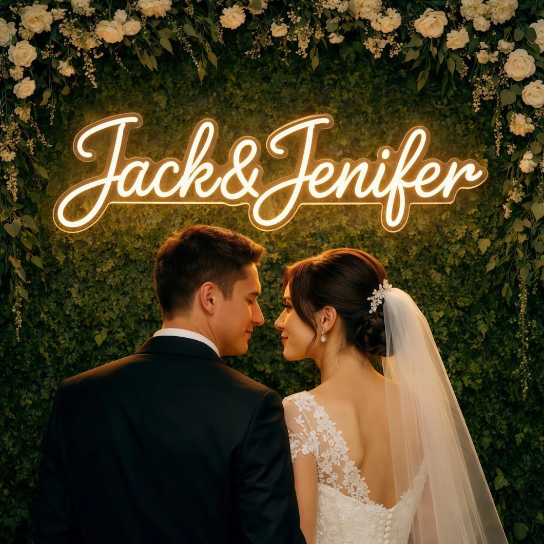 Custom Neon Sign, Custom LED Neon Name Sign Personalized for Wedding & Events, Light Up Name Sign for Wall Decor, Neon Signs for Wedding Backdrop, Party & Gift