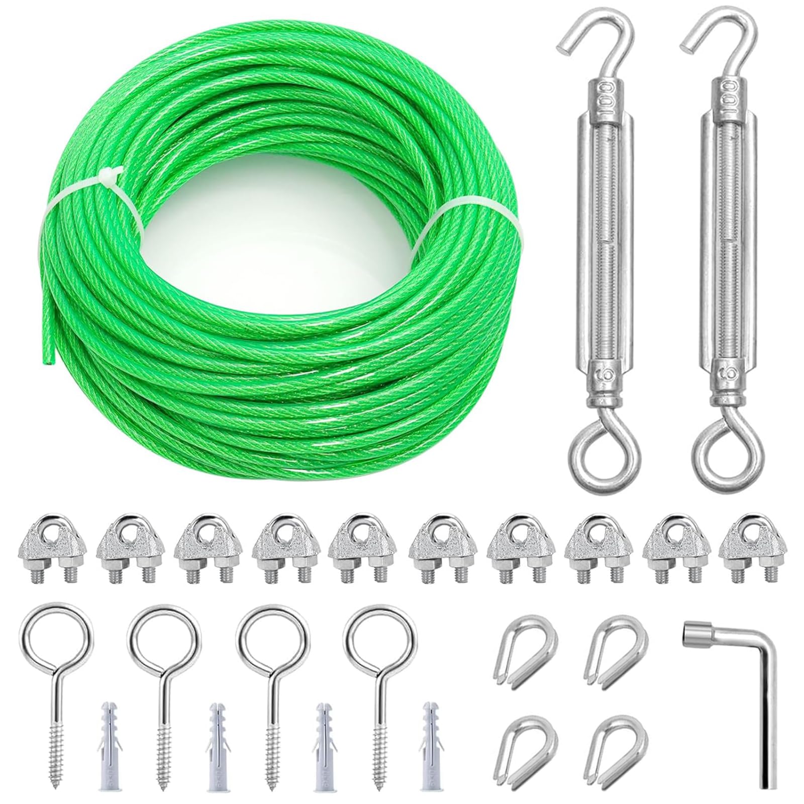hannger 15m Washing Line Tensioner Kit, Garden Wire for Climbing Plants