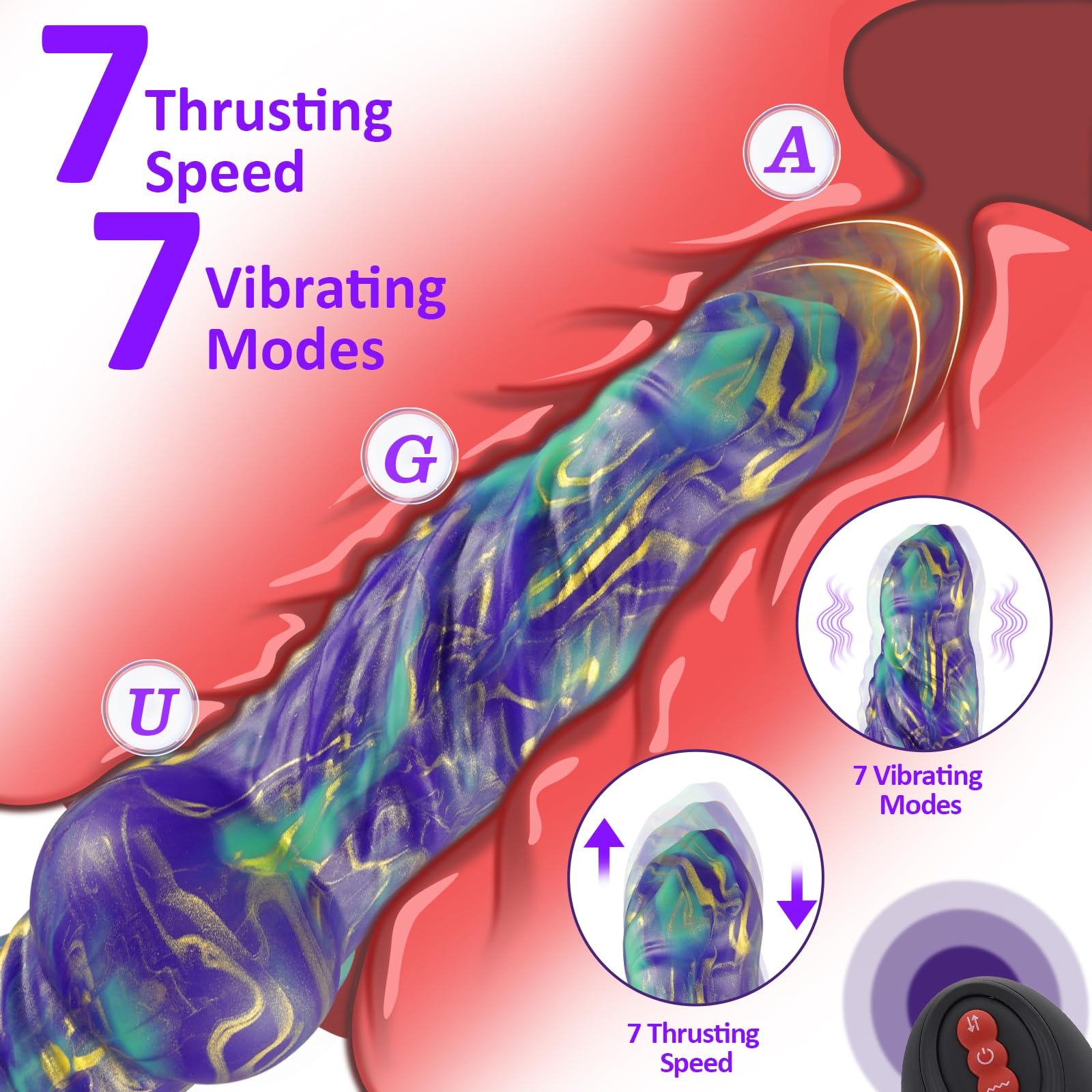 23cm Gode Vibrant Monstre Sex Toys,Godemichets Vibrateur Fantaisie Stimulateur point G,Gros Plug Anal Silicone épais,Masseur de Prostate Vibromasseurs Feminin à Distance et Ventouse pour Femme Homme