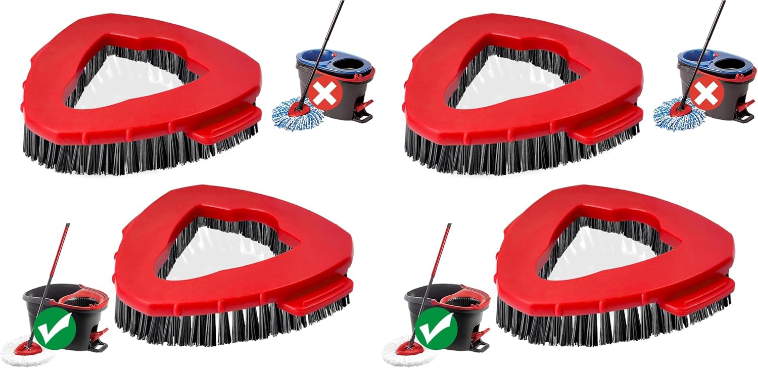 4-Pack Replacement Scrub Brush Heads Compatible with EasyWring Spin Mop