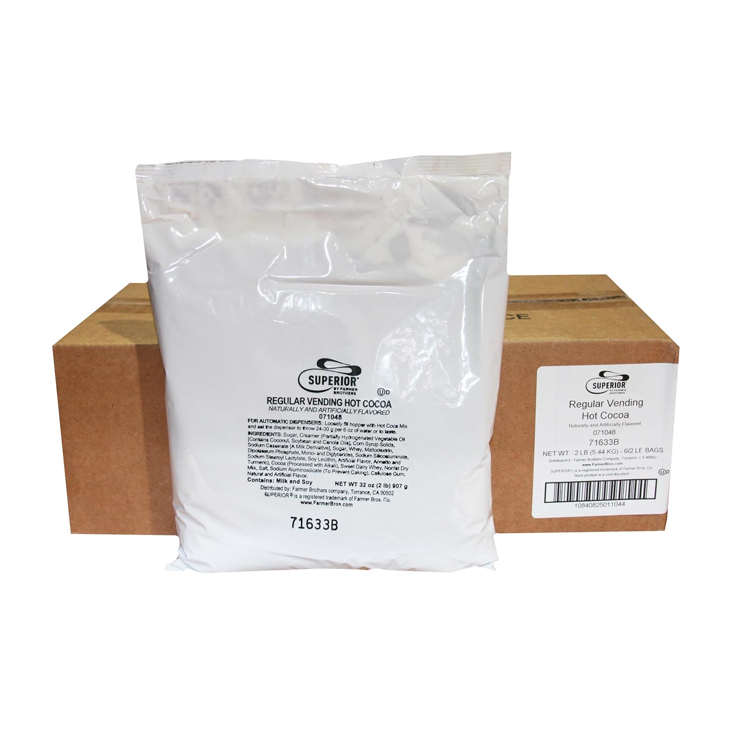 Superior by Farmer Brothers Regular Vending Hot Cocoa Powdered Mix - 6x2lb Bags